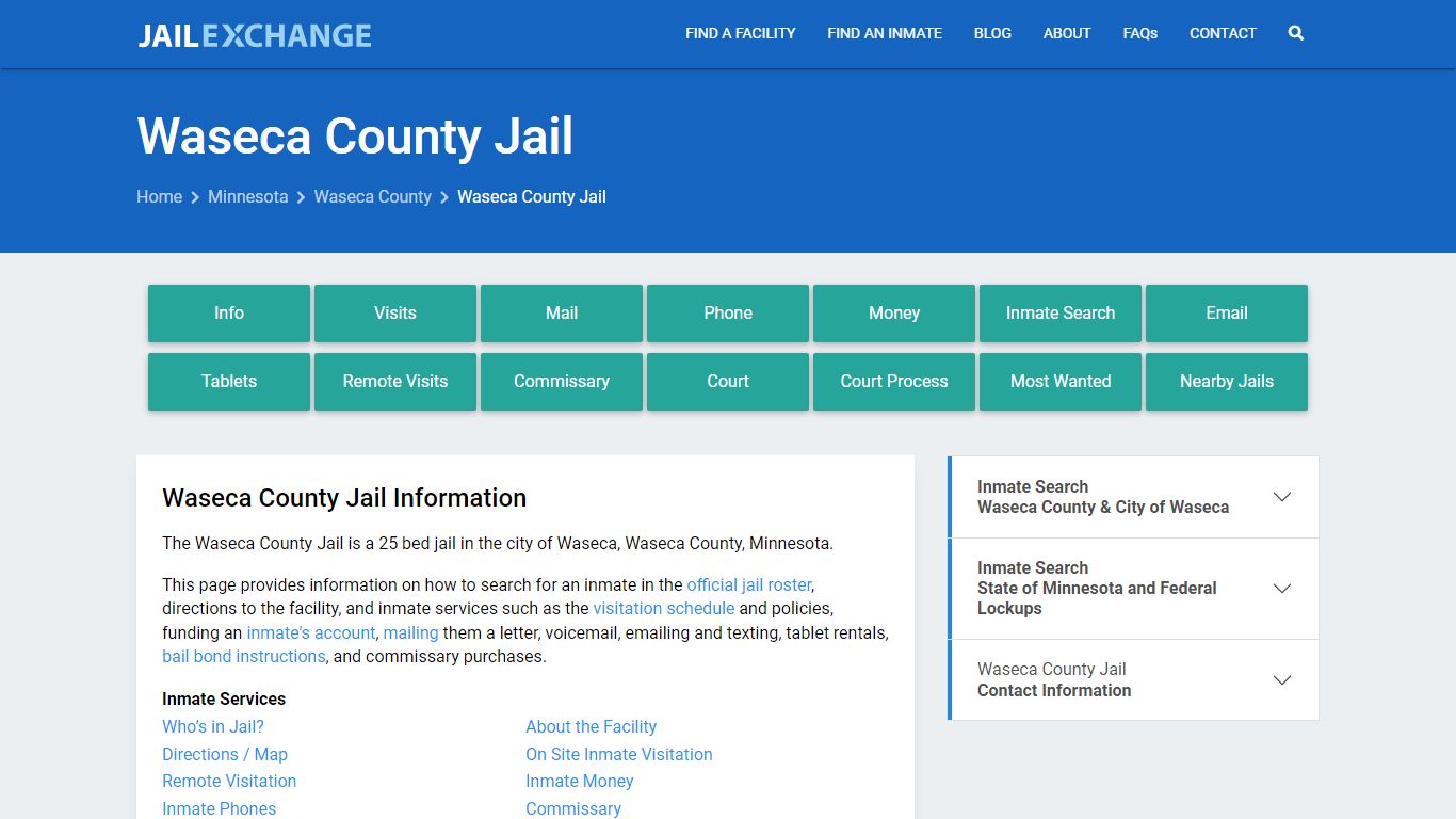 Waseca County Jail, MN Inmate Search, Information